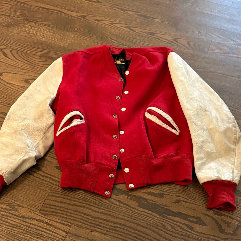 Classic Red and White Women's Varsity Jacket vintage